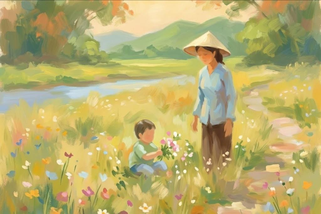 Tháng ba theo mẹ ra đồng