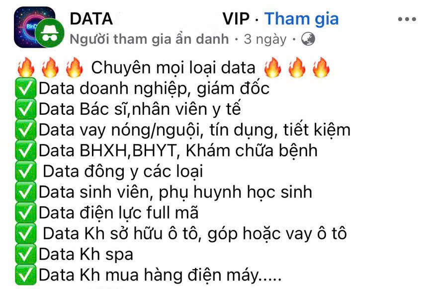 Tài khoản Facebook ảo rao bán dữ liệu cá nhân