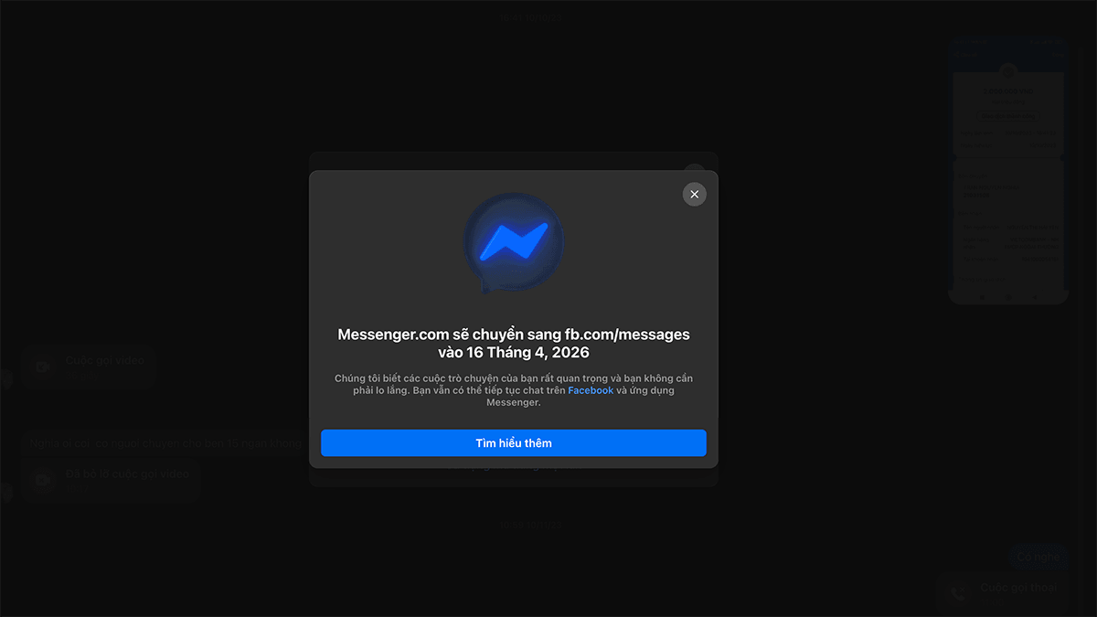 Meta thông báo đóng cửa Messenger.com vào ngày 16/4/2026