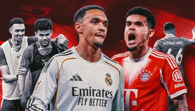 Trent Alexander-Arnold đối đầu Luis Diaz.