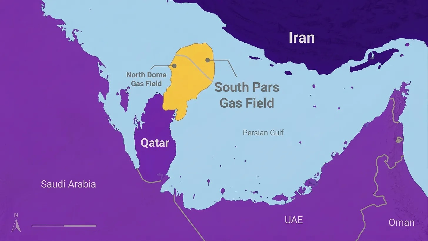 Vị trí mỏ khí đốt South Pars tại Vịnh Ba Tư