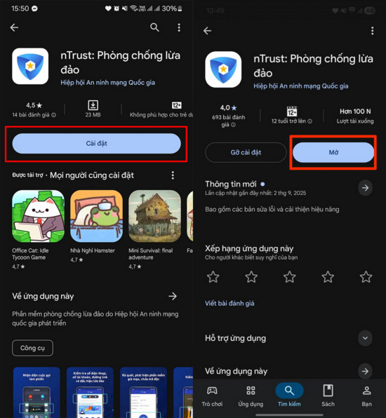Giao diện đăng ký ứng dụng nTrust