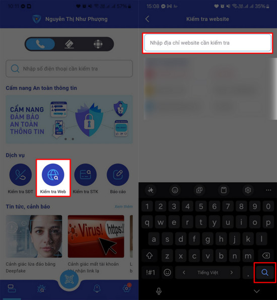 Tính năng kiểm tra website trên nTrust