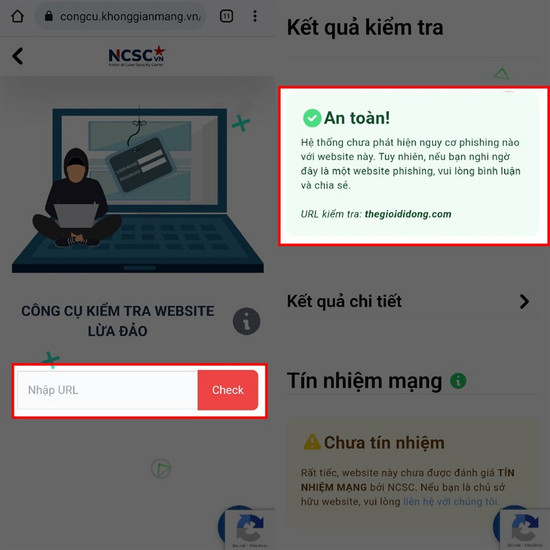 Kiểm tra độ an toàn của URL