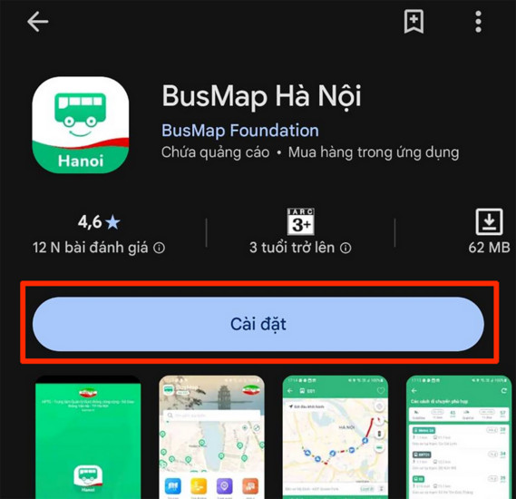 Ứng dụng BusMap Hà Nội trên điện thoại