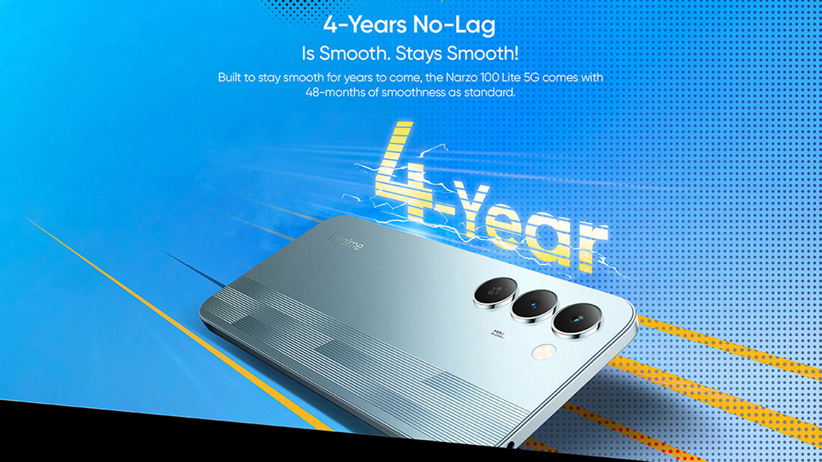 realme Narzo 100 Lite 5G đạt chuẩn IP64 và có cấu trúc chống rơi 360 độ