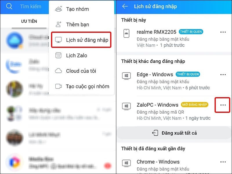 Kiểm tra thiết bị đăng nhập trên Zalo