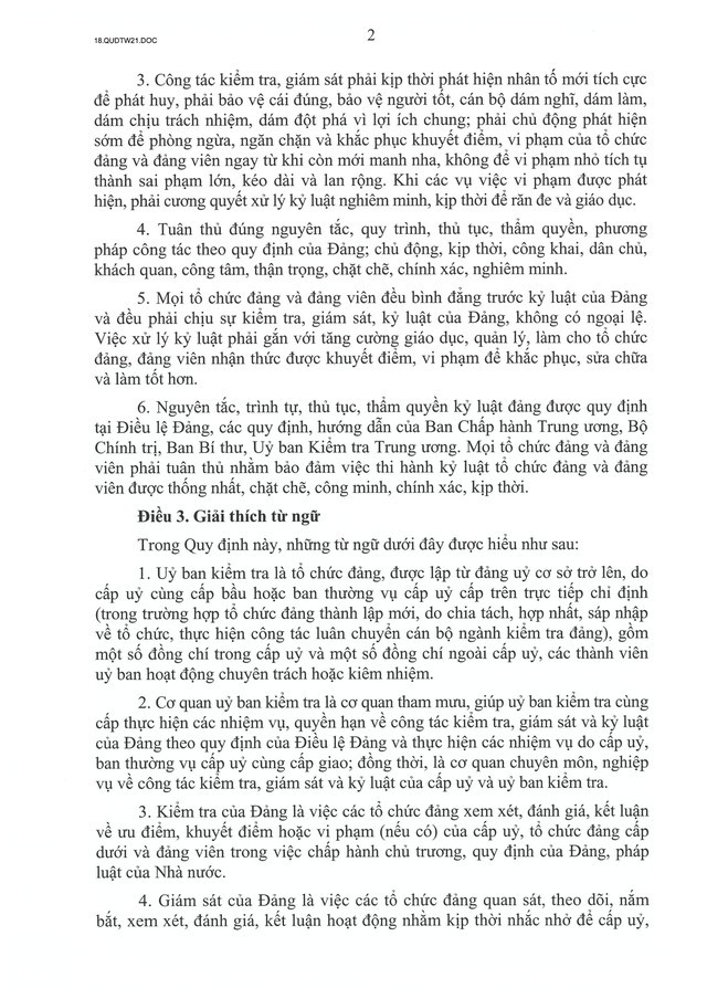 QUY ĐỊNH SỐ 21-QĐ/TW về CÔNG TÁC KIỂM TRA, GIÁM SÁT, KỶ LUẬT CỦA ĐẢNG- Ảnh 4.