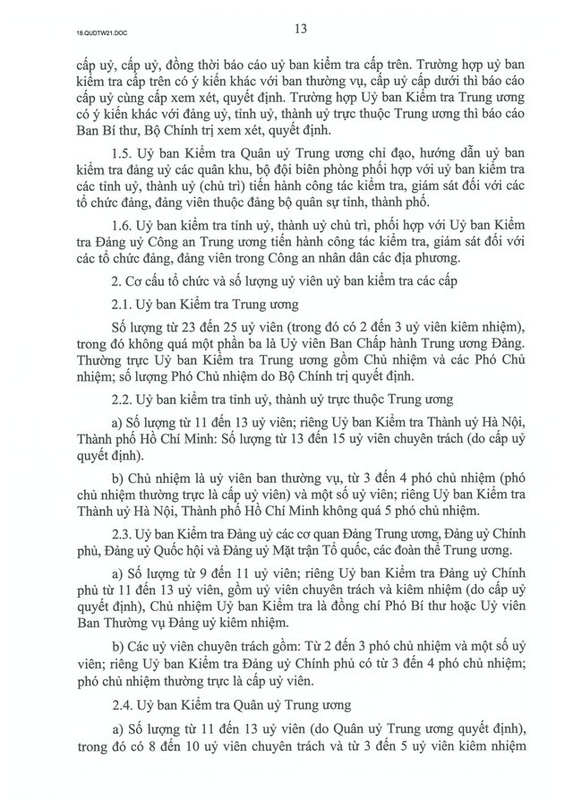 QUY ĐỊNH SỐ 21-QĐ/TW về CÔNG TÁC KIỂM TRA, GIÁM SÁT, KỶ LUẬT CỦA ĐẢNG- Ảnh 15.