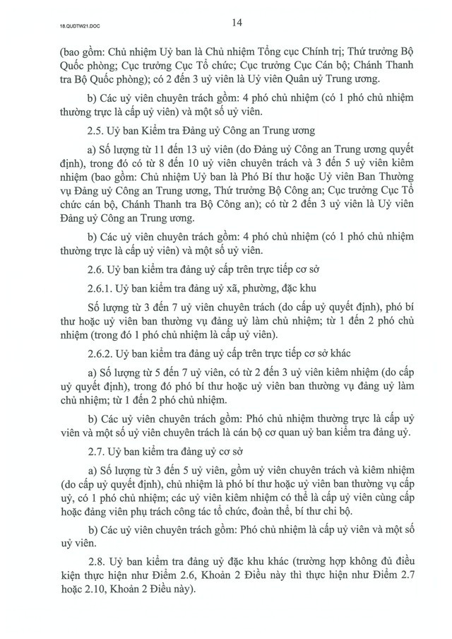 QUY ĐỊNH SỐ 21-QĐ/TW về CÔNG TÁC KIỂM TRA, GIÁM SÁT, KỶ LUẬT CỦA ĐẢNG- Ảnh 16.