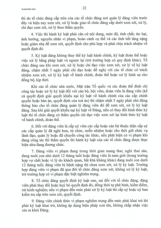 QUY ĐỊNH SỐ 21-QĐ/TW về CÔNG TÁC KIỂM TRA, GIÁM SÁT, KỶ LUẬT CỦA ĐẢNG- Ảnh 24.