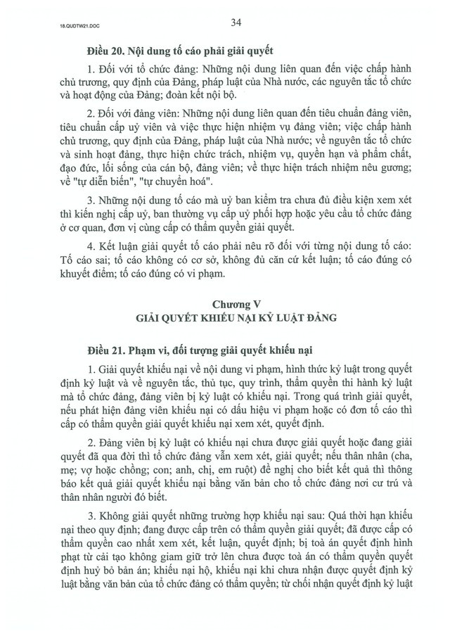 QUY ĐỊNH SỐ 21-QĐ/TW về CÔNG TÁC KIỂM TRA, GIÁM SÁT, KỶ LUẬT CỦA ĐẢNG- Ảnh 36.