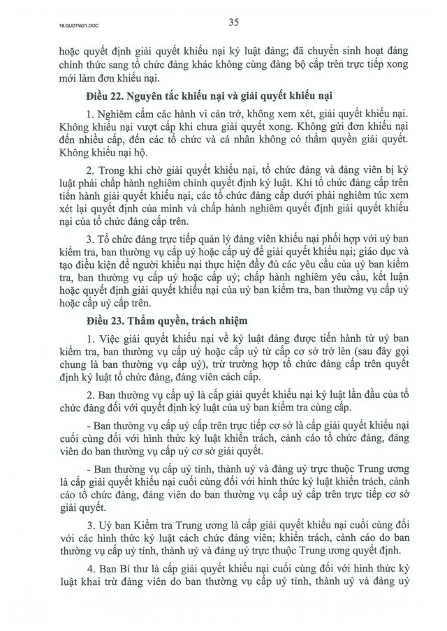 QUY ĐỊNH SỐ 21-QĐ/TW về CÔNG TÁC KIỂM TRA, GIÁM SÁT, KỶ LUẬT CỦA ĐẢNG- Ảnh 37.