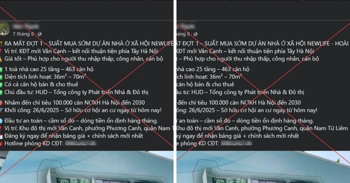 Nội dung sai sự thật về việc bán dự án nhà ở xã hội trên mạng xã hội