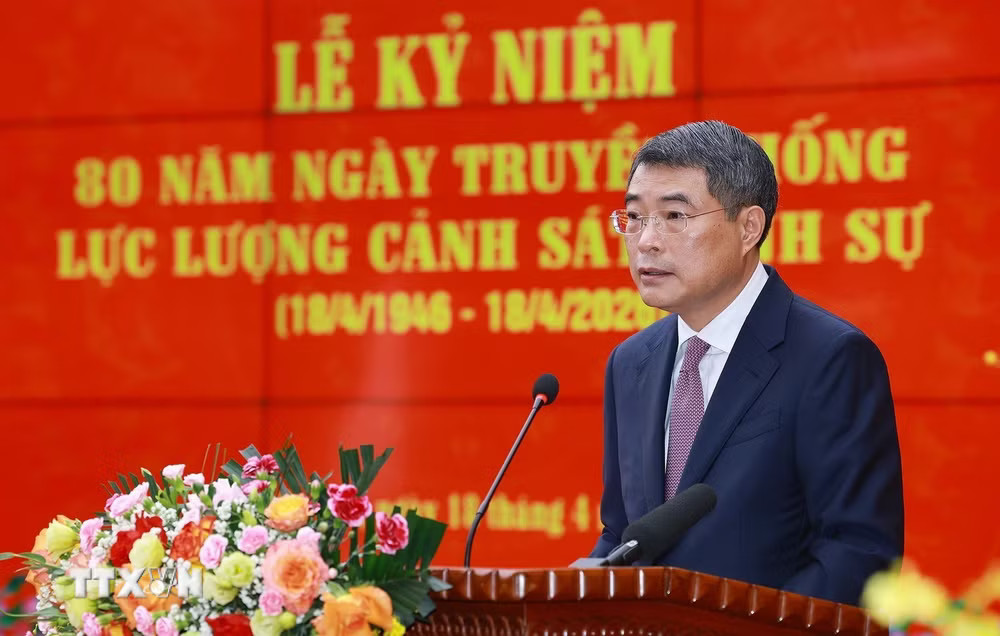 Thủ tướng Lê Minh Hưng phát biểu tại Lễ kỷ niệm 80 năm Ngày truyền thống lực lượng Cảnh sát hình sự. (Ảnh: Dương Giang/TTXVN) ttxvn-1804-thu-tuong-le-minh-hung-canh-sat-hinh-su-6.jpg
