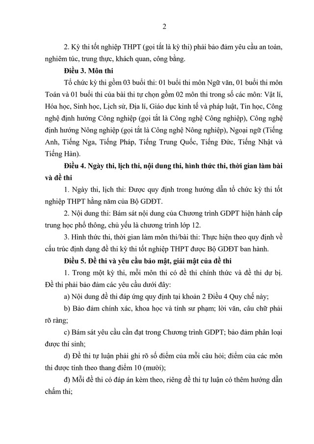 VĂN BẢN HỢP NHẤT số 02/VBHN-BGDĐT Quy chế thi tốt nghiệp trung học phổ thông- Ảnh 5.