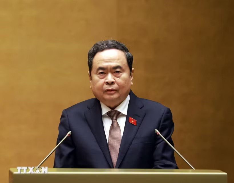 Chủ tịch Quốc hội Trần Thanh Mẫn phát biểu Bế mạc Kỳ họp thứ Nhất, Quốc hội khóa XVI. (Ảnh: Tuấn Anh/TTXVN)