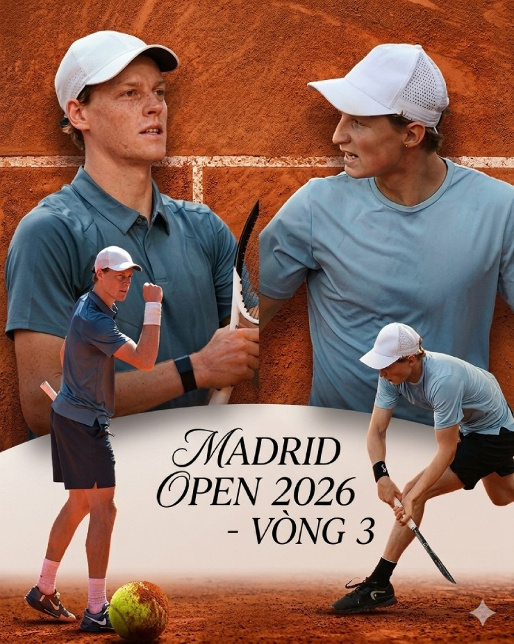 Moller và Sinner trong trận đấu tại Madrid Open