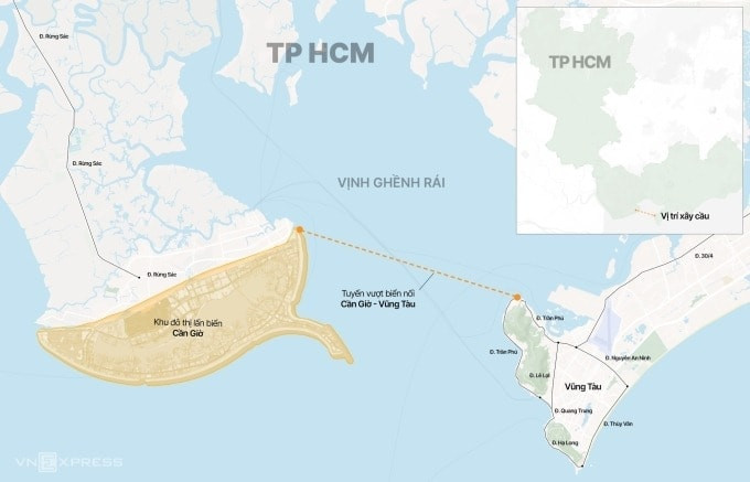 Bản đồ vị trí dự kiến xây dựng tuyến hầm - cầu vượt biển