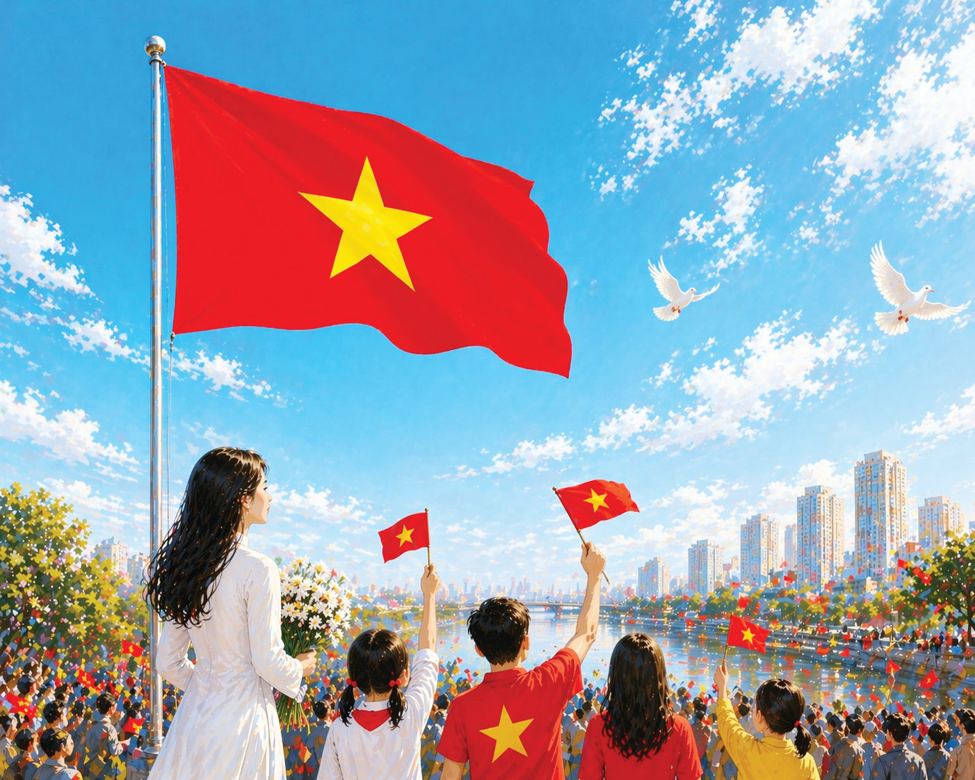 Hoa loa kèn trong ngày vui đại thắng