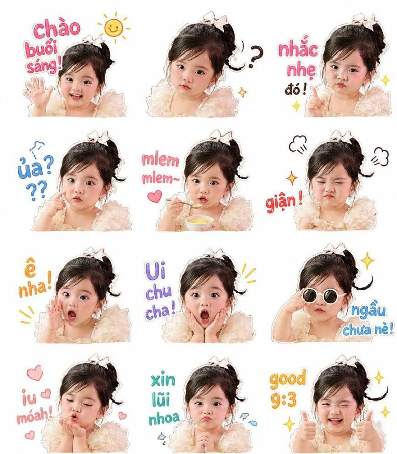Bé Lisa nhà Khánh Thi khoe vẻ xinh xắn như búp bê trong bộ sticker mới.