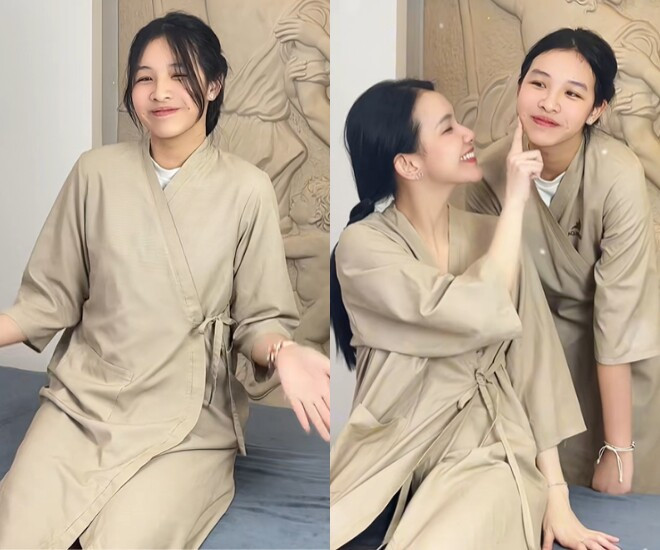 Ái nữ của Hoa hậu Thùy Lâm thừa hưởng nhan sắc xinh đẹp từ mẹ, có đôi đồng điếu cực duyên dáng.