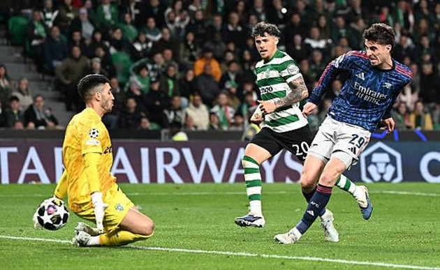 Kai Havertz ăn mừng bàn thắng vào lưới Sporting tại Champions League