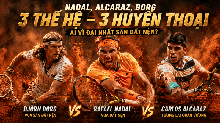 Nadal, Borg và Alcaraz là 3 biểu tượng lớn nhất của mặt sân đất nện
