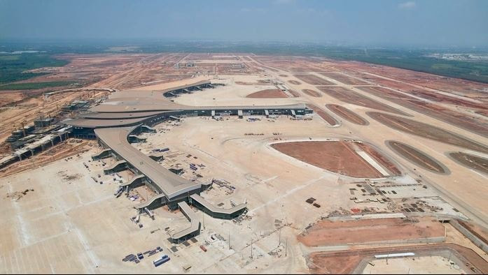 Một góc công trường xây dựng tại dự án sân bay quốc tế Long Thành.