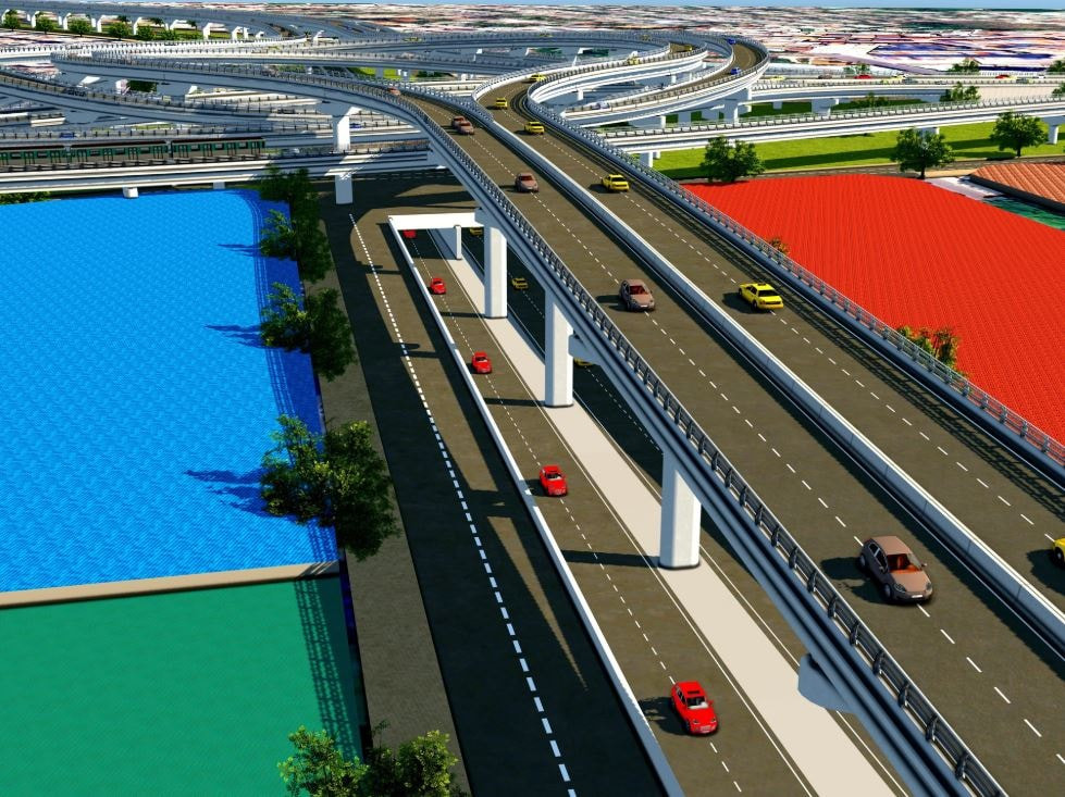 Phối cảnh đường trên cao dọc Quốc lộ 51 kết nối vùng kinh tế phía Nam
