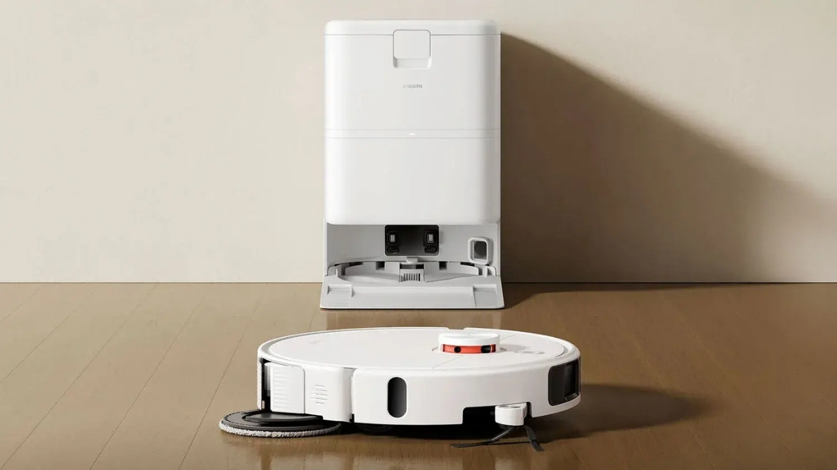 Trạm sạc đa năng của Xiaomi H50 Pro hỗ trợ tự động đổ rác và giặt sấy giẻ lau bằng khí nóng.