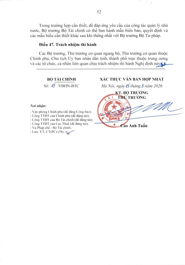Văn bản hợp nhất số 15/VBHN-BTC quy định xử phạt vi phạm hành chính về thuế, hóa đơn- Ảnh 52.