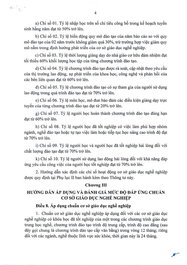 TOÀN VĂN: Thông tư số 38/2026/TT-BGDĐT ban hành chuẩn cơ sở giáo dục nghề nghiệp- Ảnh 4.