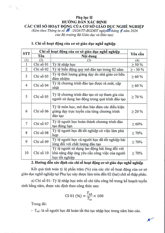 TOÀN VĂN: Thông tư số 38/2026/TT-BGDĐT ban hành chuẩn cơ sở giáo dục nghề nghiệp- Ảnh 10.
