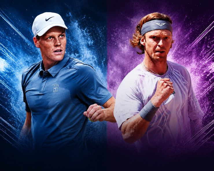 Trận đấu tứ kết giữa Jannik Sinner và Andrey Rublev tại Rome Open 2026
