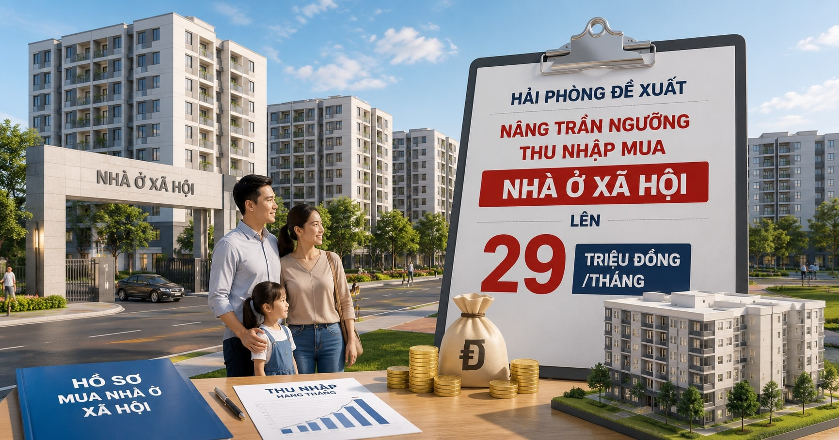 Hải Phòng đề xuất nâng ngưỡng thu nhập mua nhà ở xã hội cho cá nhân độc thân lên 29 triệu đồng/tháng.