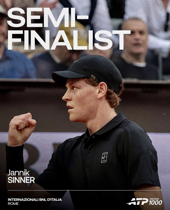 Jannik Sinner áp đảo Andrey Rublev tại set 1 Rome Masters 2026