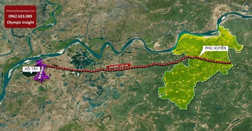 Bản đồ quy hoạch đoạn tuyến Quốc lộ 1A dài 36,3km kết nối từ nội đô Hà Nội đến nút giao Cầu Giẽ.