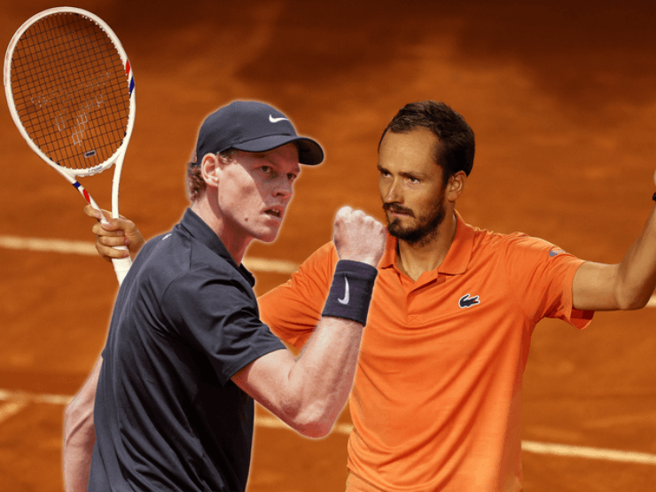 Sinner (bên trái) có tuần 72 giữ ngôi đầu, Medvedev (bên phải) lên hạng 7 ATP