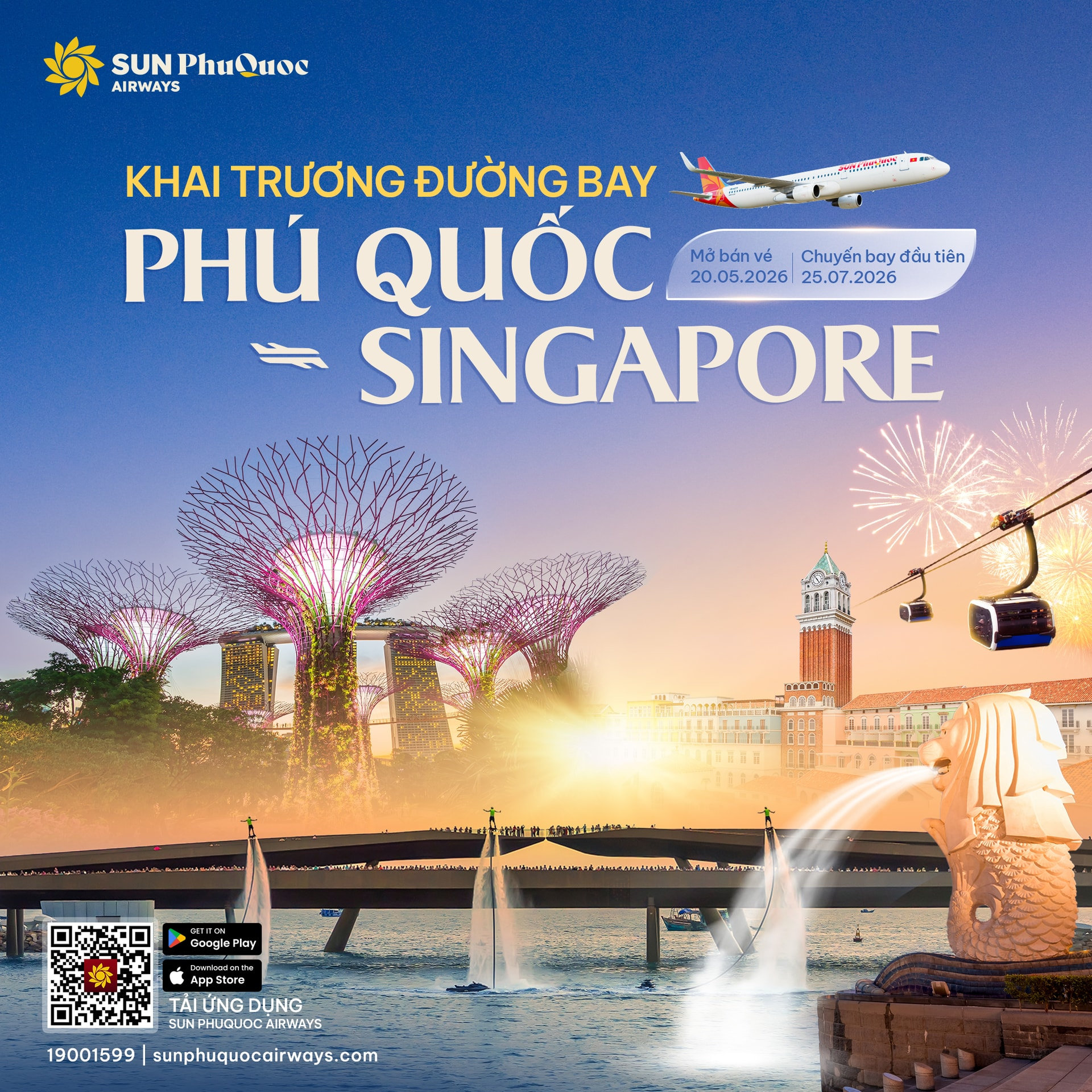 Hãng hàng không Sun PhuQuoc Airways chính thức khai trương đường bay thẳng từ Phú Quốc đi Singapore.