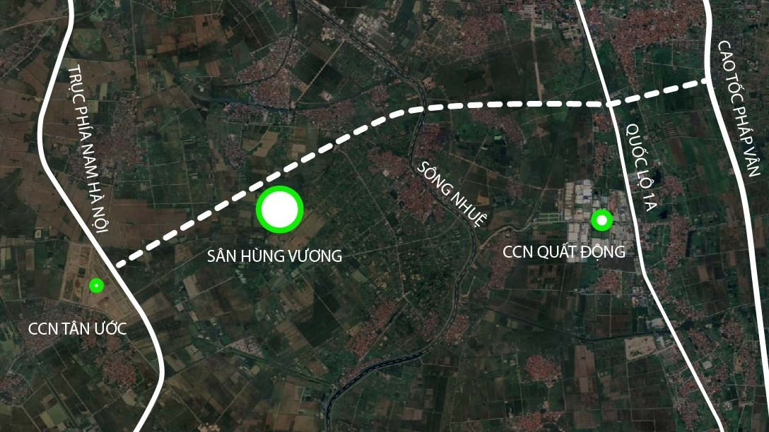 Sơ đồ quy hoạch tuyến đường rộng 120m nối sân vận động Hùng Vương và cao tốc Pháp Vân