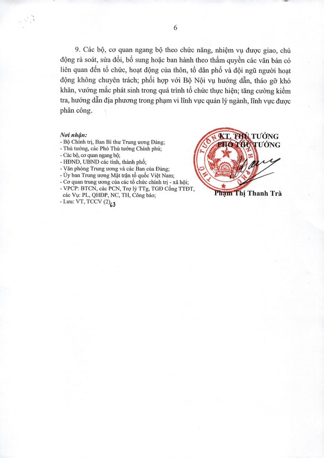 Chỉ thị 21/CT-TTg của Thủ tướng Chính phủ về sắp xếp thôn, tổ dân phố và người hoạt động không chuyên trách - Ảnh 6.