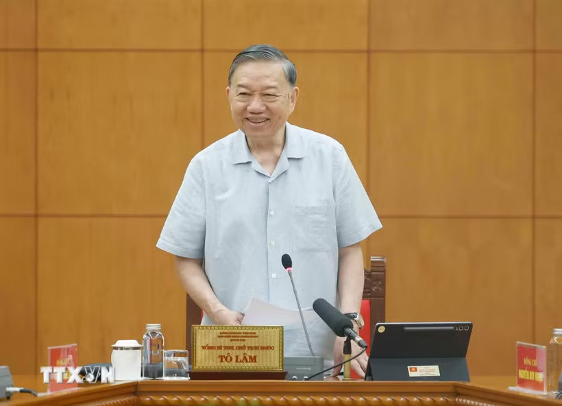 Tổng Bí thư, Chủ tịch nước Tô Lâm, Trưởng ban Chỉ đạo Trung ương phát biểu. (Ảnh: Thống Nhất/TTXVN)