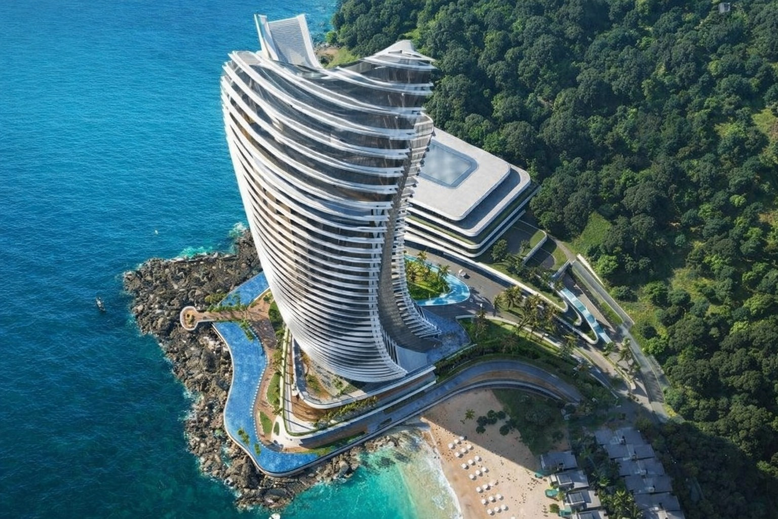 Aspira Tower tọa lạc ven biển với kết cấu độc đáo, tích hợp nhiều tiện ích nghỉ dưỡng cao cấp