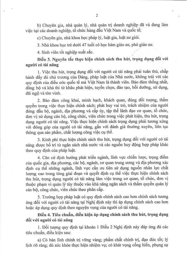 TOÀN VĂN: Dự thảo Nghị định Quy định chính sách thu hút, trọng dụng người có tài năng- Ảnh 2.