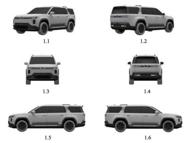 Bản vẽ đăng ký kiểu dáng công nghiệp của hai mẫu SUV điện mới từ VinFast