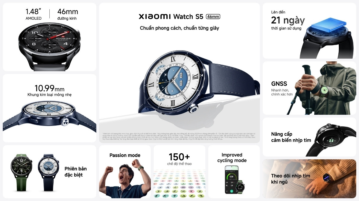 Xiaomi Watch S5 với thời lượng pin ấn tượng