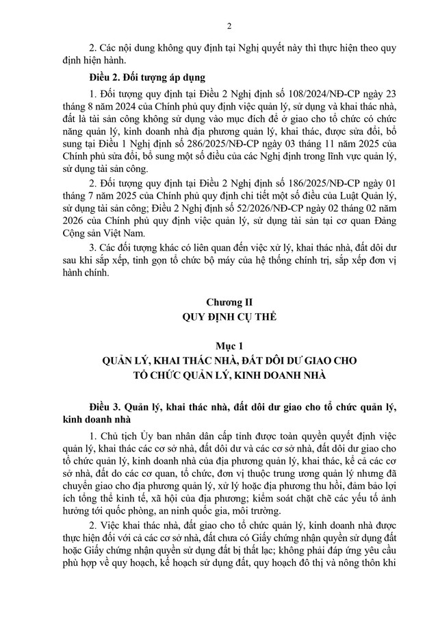 Dự thảo Nghị quyết về cơ chế, chính sách đặc thù xử lý nhà, đất dôi dư sau sắp xếp bộ máy- Ảnh 2.