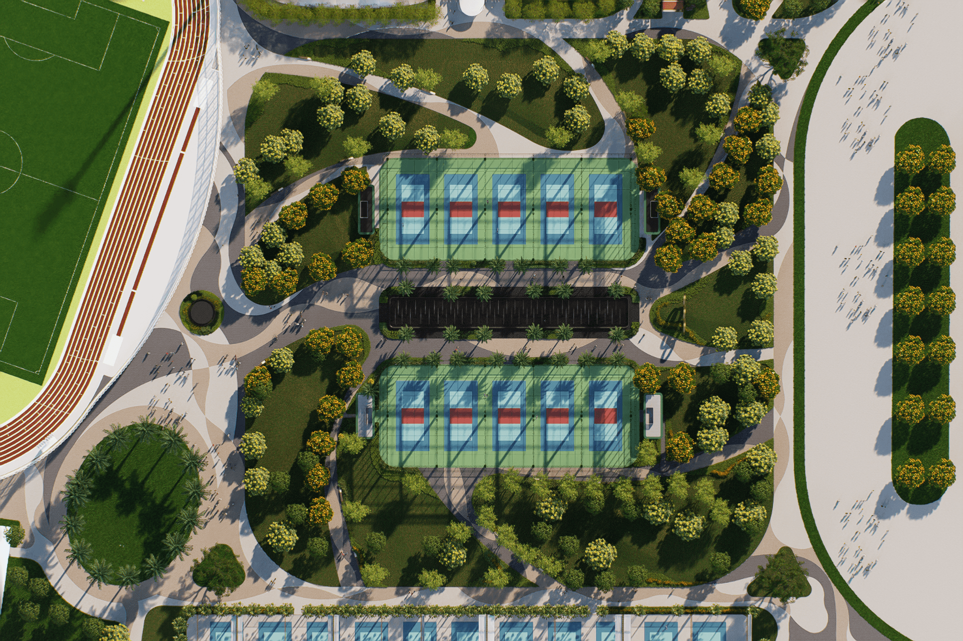 Phối cảnh hạ tầng sân tập tại Sun Sports City Ninh Bình