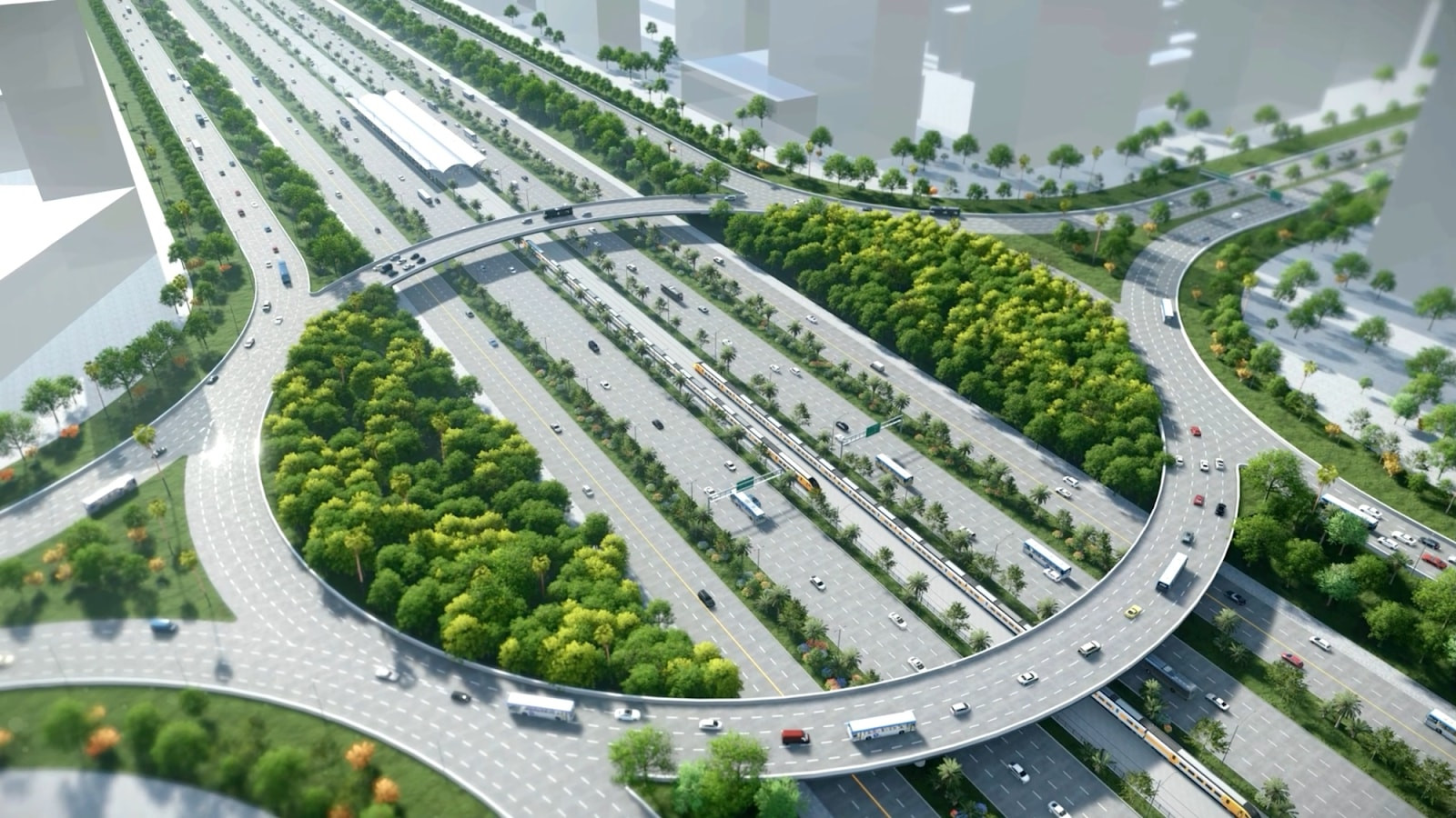Phối cảnh dự án tuyến đường kết nối sân bay Gia Bình với Thủ đô Hà Nội. Nguồn ảnh: Sun Group